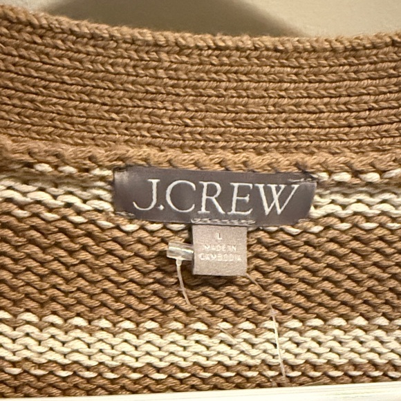 J. Crew Women's Camel and Natural Heritage cotton Striped Cardigan - Picture 3 of 10